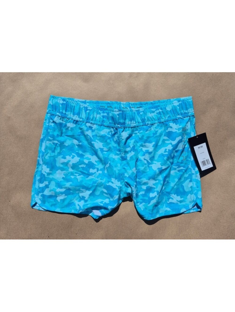 Spyder Swim Board Shorts Medium M Camo Blue Quick Dry Elastic NO Lining Womens